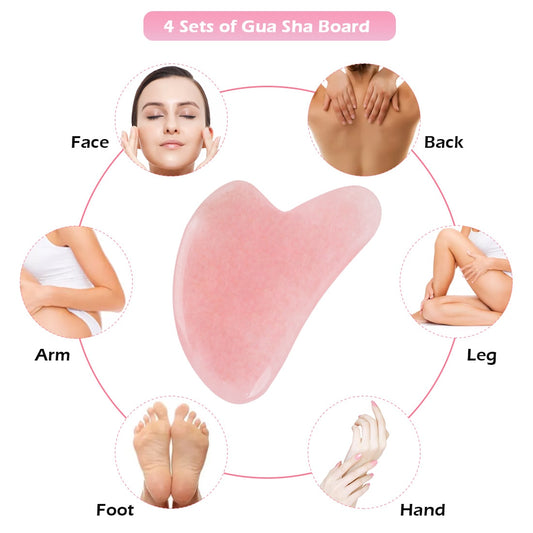 Herramienta Gua Sha de Cuarzo Rosa Natural para Masaje Facial y Corporal - Image 2