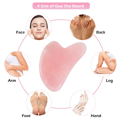 Herramienta Gua Sha de Cuarzo Rosa Natural para Masaje Facial y Corporal - Image 2