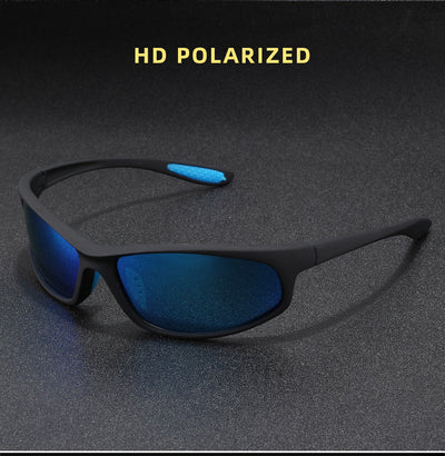 Black sports sunglasses with dark gray lenses and a matte finish, featuring a wrap-around frame style. - Image 14