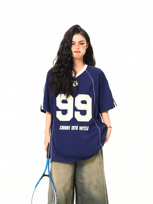 Playera Deportiva Retro Cuello V Manga Corta - Image 9