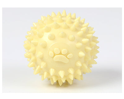 Yellow spiky pet toy ball with a paw print design, made from TPR for interactive play and molars. - Image 25