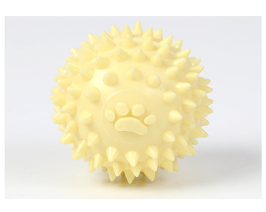Yellow spiky pet toy ball with a paw print design, made from TPR for interactive play and molars. - Image 25