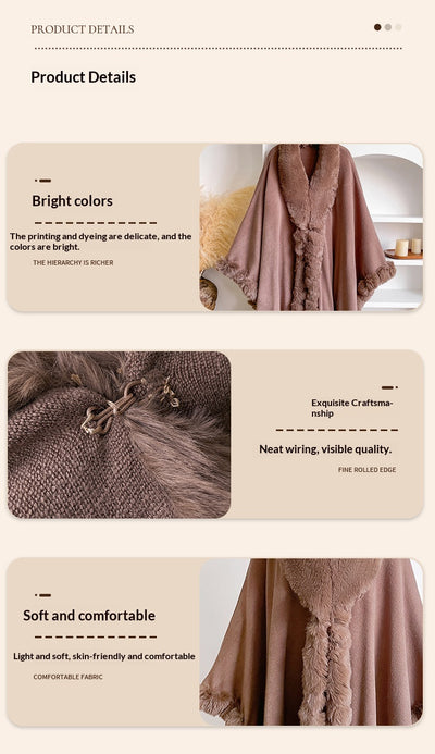 Capa Poncho Oversize con Cuello de Pelaje Irregular - Image 15