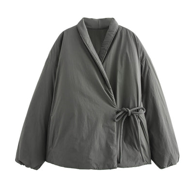 Abrigo Kimono Cruzado Diseño Exclusivo con Cordones y Encaje en Algodón - Image 6