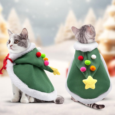 Capa Navideña para Gatos con Sombrero de Estrellas de Terciopelo - Image 3