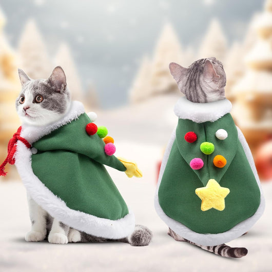 Capa Navideña para Gatos con Sombrero de Estrellas de Terciopelo - Image 3