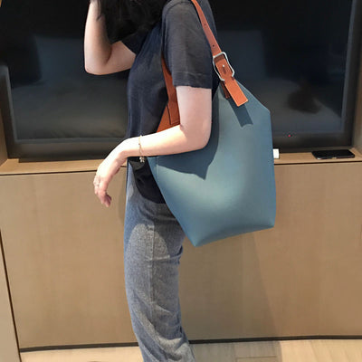 Bolsa de Cuero Suave Tipo Bucket - Versátil y Elegante