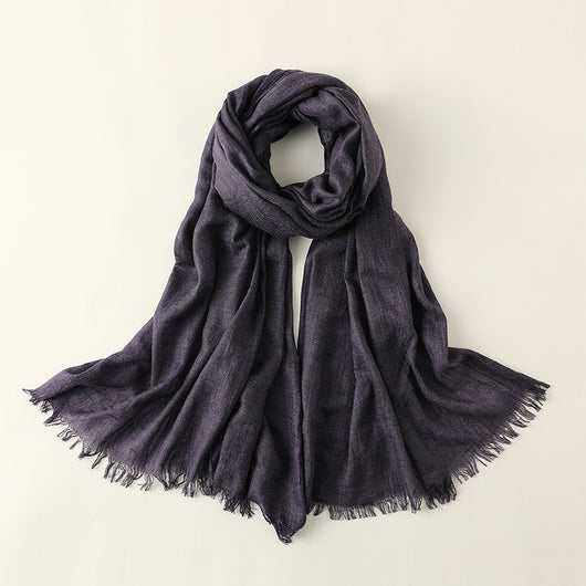 Pañuelo de Algodón y Lino Artístico de Color Sólido para Mujer - Image 32