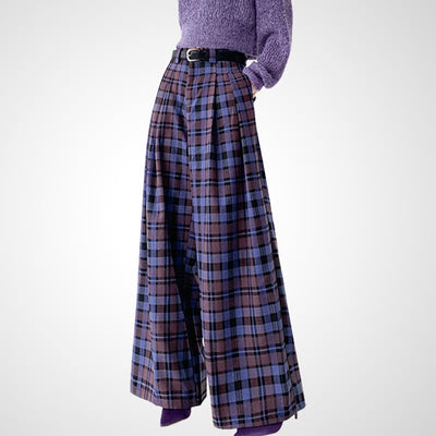 Pantalones Anchos de Cintura Alta Reductores Estilo Retro para Mujer