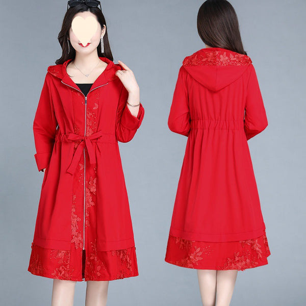 Abrigo Trinchera Elegante Talla Grande para Mujer Largo