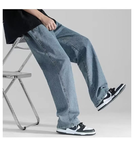 Pantalón Jeans Hombre Corte Recto Ancho Suelto con Caída - Image 18