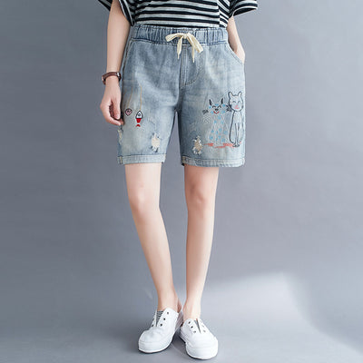 Shorts de Mezclilla Cintura Alta Suelta para Mujer - Comodidad de Verano - Image 4