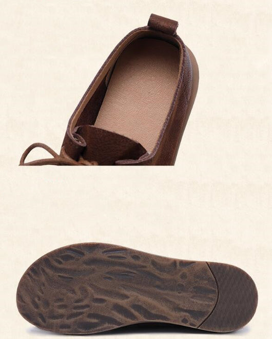 Zapatos de Cuero Estilo Retro con Cordones y Punta Redonda - Image 12