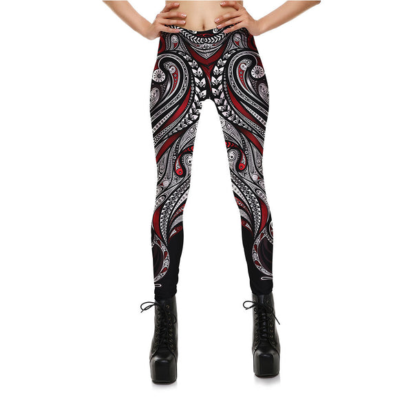 Leggings Deportivos Mandala Rosa y Negro - Tejido Resistente para Yoga