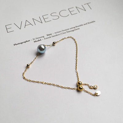 Pulsera de Oro 14K con Perla de Agua Marina y Cáñamo Natural - Image 12