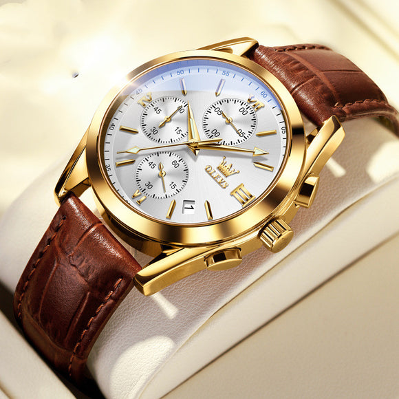 Reloj Deportivo Hombre Tres Ojos Seis Pines Resistente al Agua con Calendario