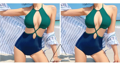 Bikini Enterizo Triangular Profundo con Cintura Alta Premium - Image 3