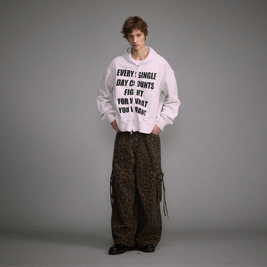Pantalones Vintage Estampado Leopardo Cintura Alta con Bolsillos Grandes - Image 3