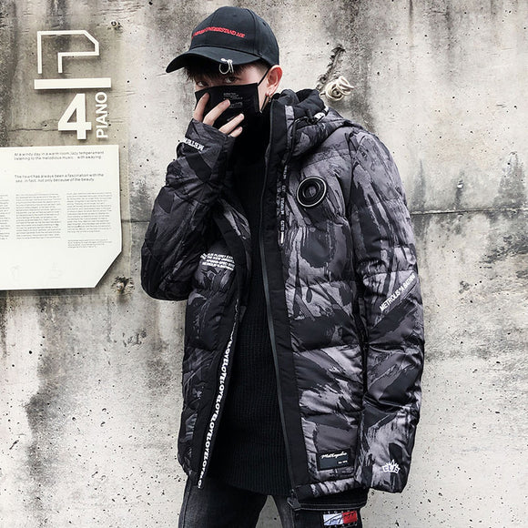 Chaqueta de Algodón con Estampado Camuflaje