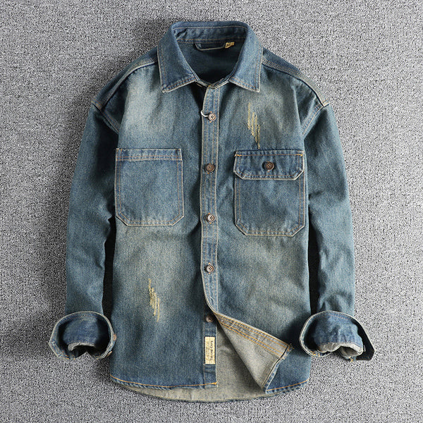 Camisa Vaquera Vintage Lavada para Hombre