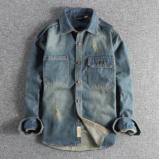 Camisa Vaquera Vintage Lavada para Hombre