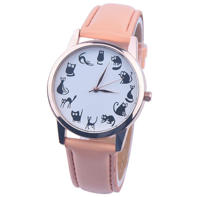 Reloj de Mujer Gato Correa Cuero Cuarzo - Image 6