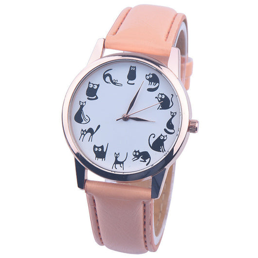 Reloj de Mujer Gato Correa Cuero Cuarzo - Image 6