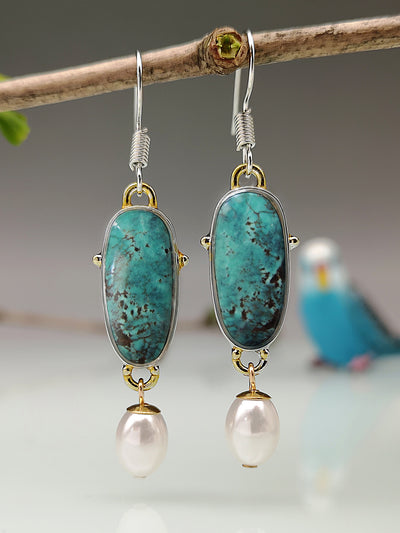 Aretes Vintage de Perla Turquesa - Image 3