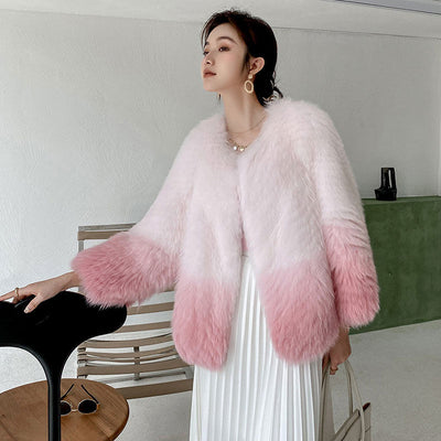 Chaqueta de Abrigo Degradado de Pelaje para Mujer - Image 6