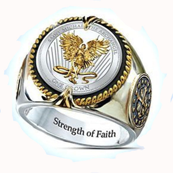Anillo Vintage Aguila Dorado Dominante Bicolor para Hombre