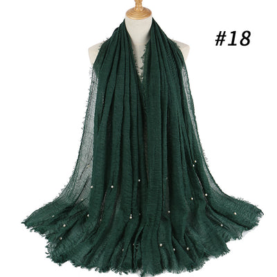Pañuelo de Algodón y Lino Arrugado Monocromático - Image 22