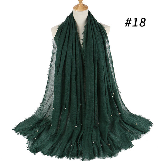 Pañuelo de Algodón y Lino Arrugado Monocromático - Image 22