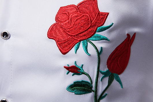 Camisa Manga Larga Estilo Étnico con Bordado de Rosas para Hombre Talla Grande - Image 13