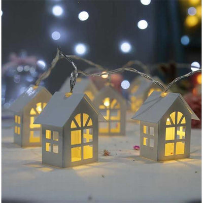Guirnalda LED Navideña 2M - 10 Luces Decorativas Estilo Casita para Árbol y Eventos