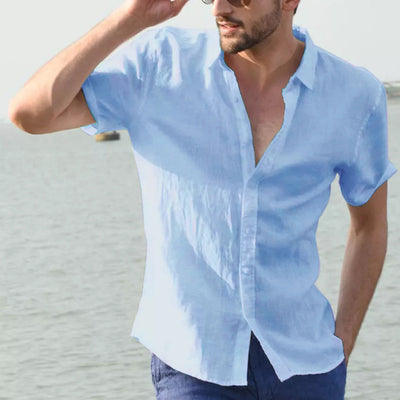 Camisa Casual de Manga Corta para Hombre - Botones Clásicos - Image 3
