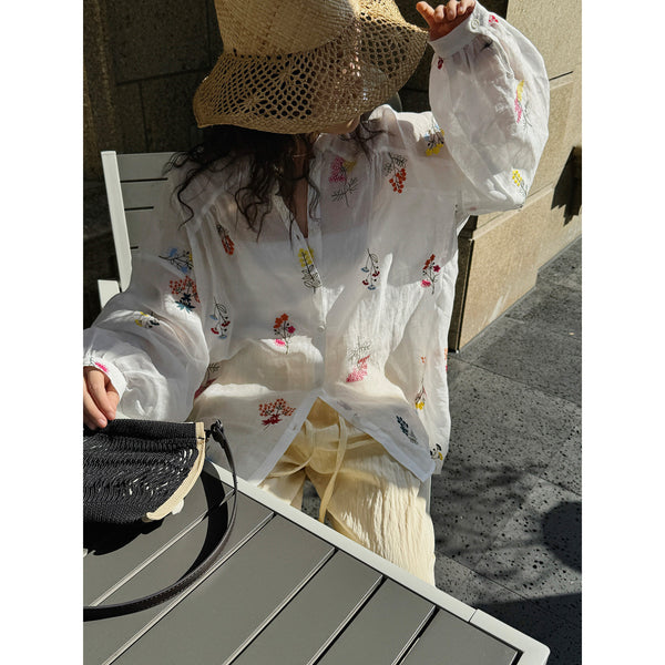 Camisa Resort Francesa con Bordado 3D - Estilo Verano