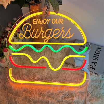 Letrero Neón LED Hamburguesa y Pizza - Image 15