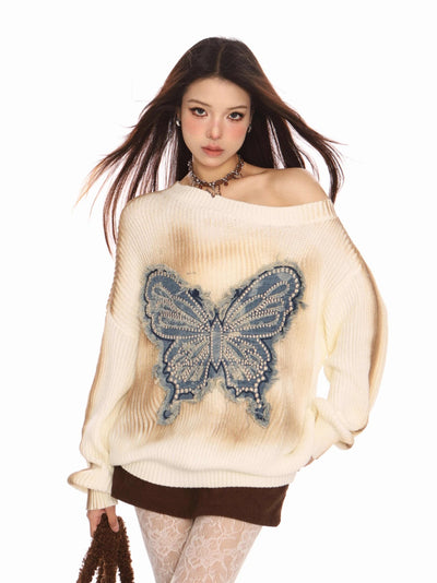Suéter para Mujer con Bordado de Mariposas en los Hombros - Image 3