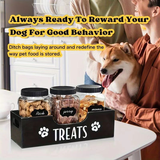 Caja Organizadora de Madera Maciza para Snacks de Mascotas