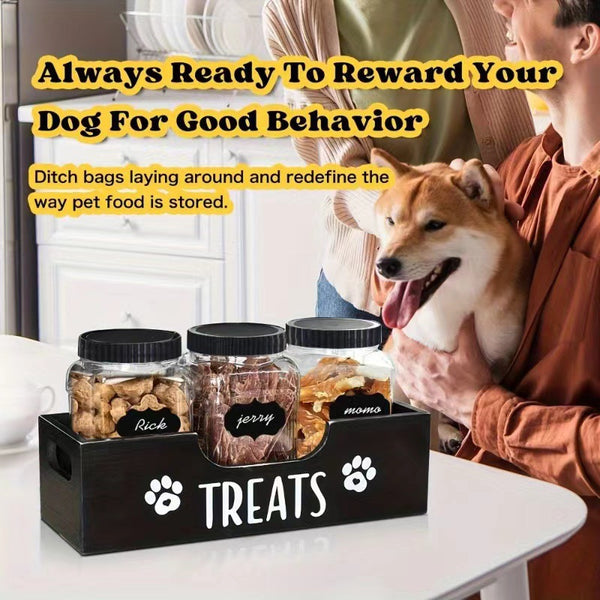 Caja Organizadora de Madera Maciza para Snacks de Mascotas