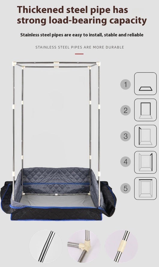 Portable brown quilted full body sauna room with steam generator, remote control, and accessories on a white background. - Image 14