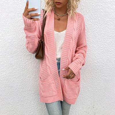 Cardigan Retorcido de Punto Medio Largo para Mujer - Image 15