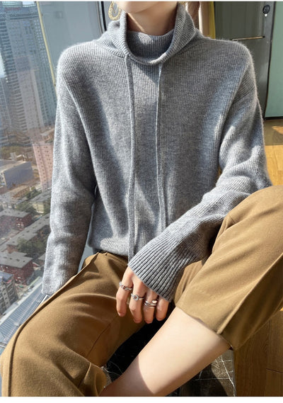 Suéter de Cuello Alto en Cashmira para Otoño e Invierno - Pullover Holgado y Grueso para Mujer - Image 19