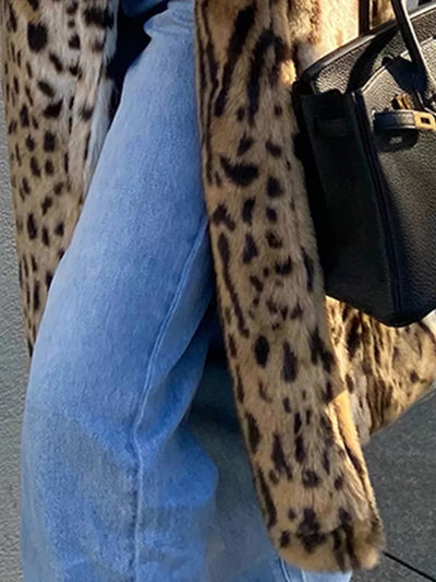 Abrigo de Piel Sintética Estampado Leopardo para Mujer - Image 8