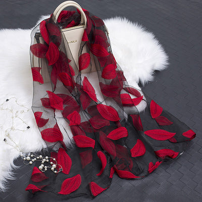 Pañuelo de Seda Estampado Flores Huecas - Diseño Elegante y Versátil - Image 53