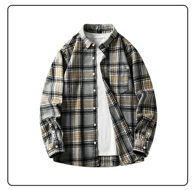 Camisa de Franela a Cuadros para Hombre - Abrigo Casual Grueso Talla Grande Otoño Invierno - Image 21