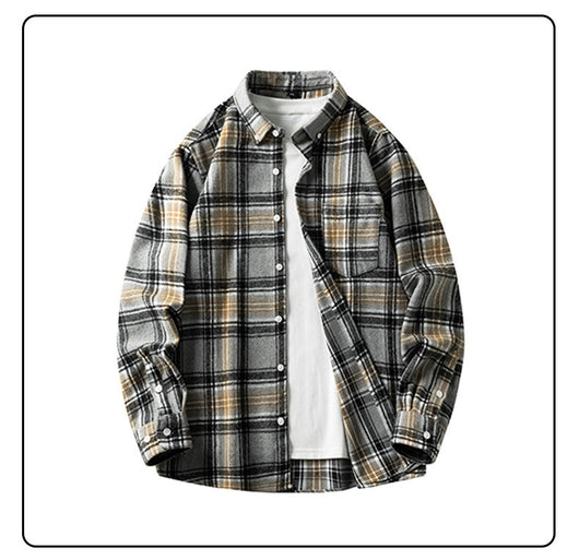 Camisa de Franela a Cuadros para Hombre - Abrigo Casual Grueso Talla Grande Otoño Invierno - Image 21