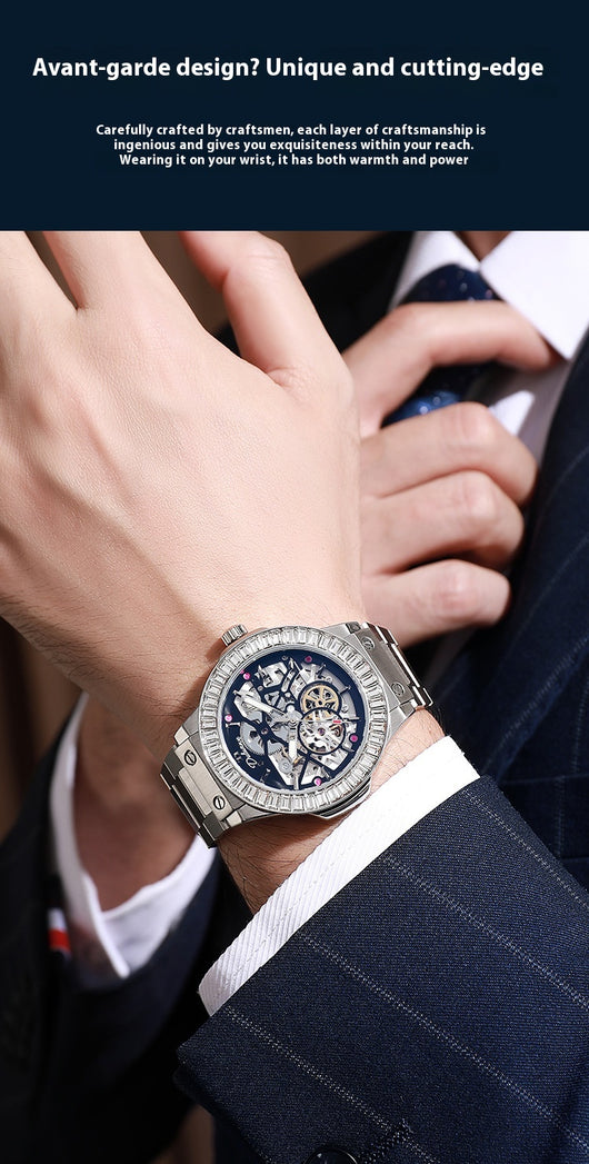 Reloj Mecánico Automático para Hombre con Movimiento Hueco y Diamantes - Image 21