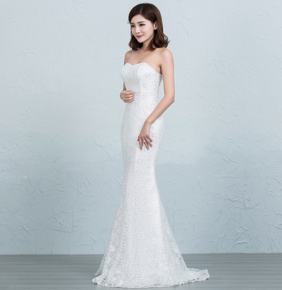 Vestido de Novia Cola Sirena con Encaje Lentejuelado en la Cintura - Image 14