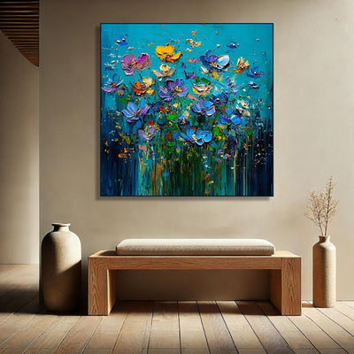 Cuadros Modernos de Flores al Óleo con Técnica de Espátula - Pinturas Abstractas Texturizadas 3D - Image 4